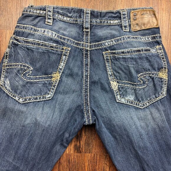 Silver Gordie Straight Leg Jeans Medium Wash Distressed Men’s Size 32 X 30 - Picture 4 of 12